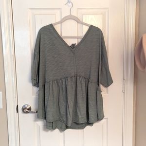 AE Dark Sage Peplum Top
